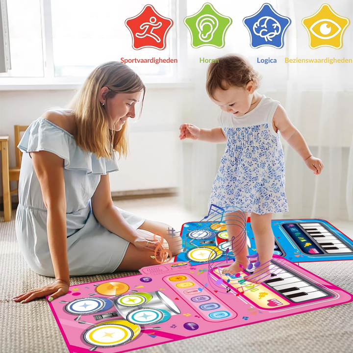 Skanto | PlayTune Lydmatte – Interaktiv Musikkmatte for Barn med 5 Instrumenter (Trommer, Piano, Fiolin)