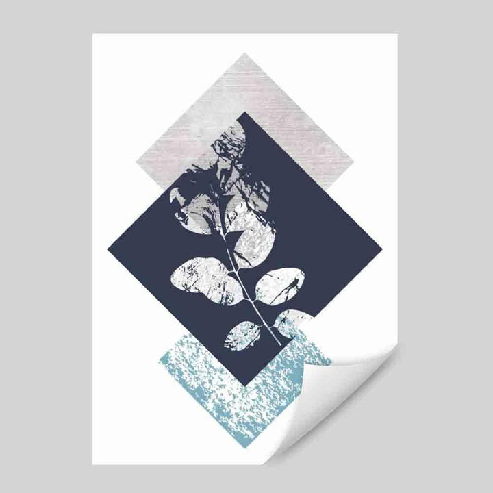 BOTANISK Abstrakt GEOMETRISK Marineblått og turkis blomstermønster 02