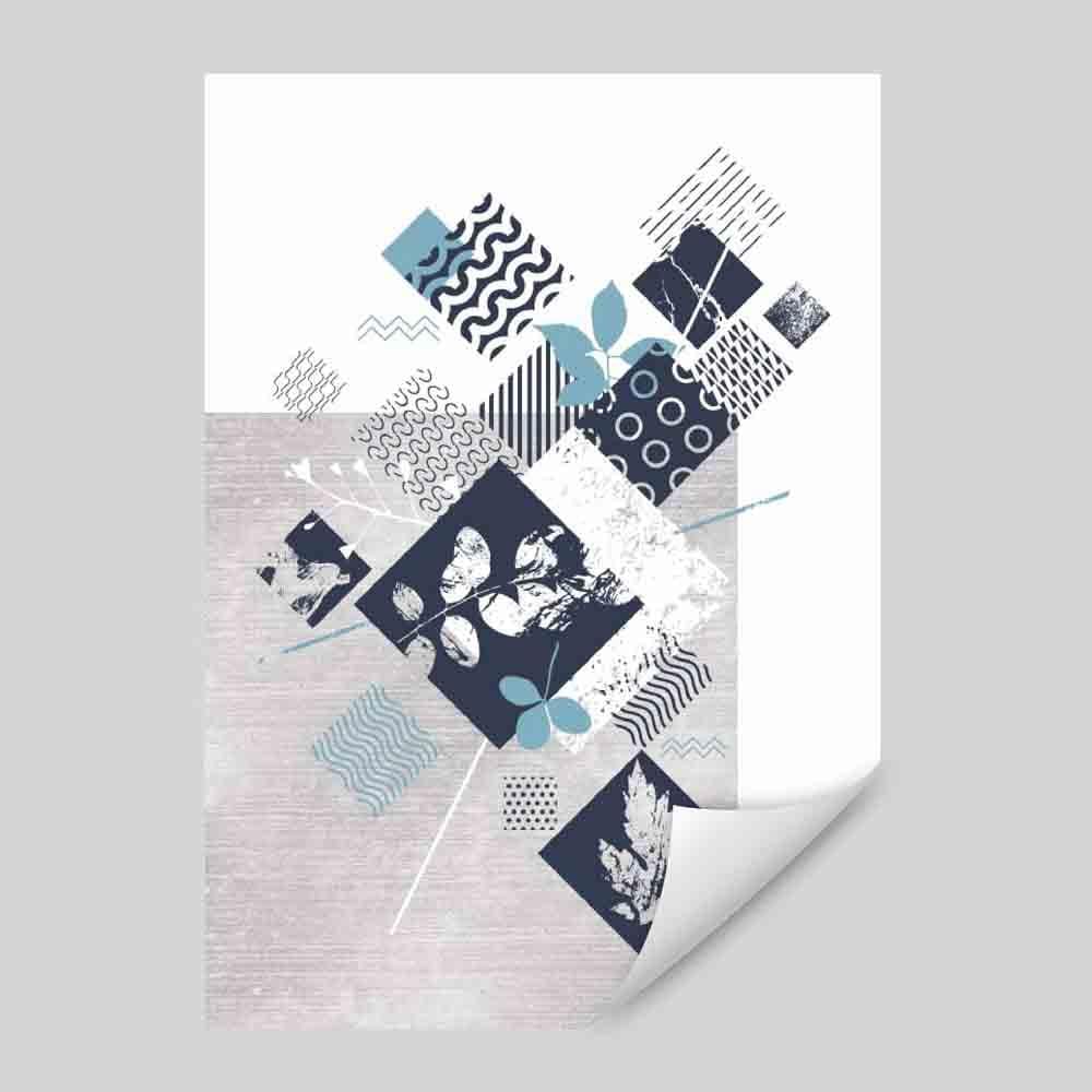 BOTANISK Abstrakt GEOMETRISK Marineblått og turkis blomstermønster 01