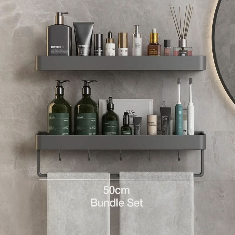 Skanto | Elegant Vegghylle for Stilfull Badorganisering uten Borrehull
