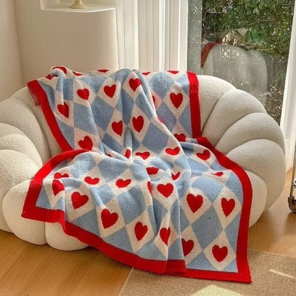 Skanto | Argyle Scarlet Heart Soft Blanket