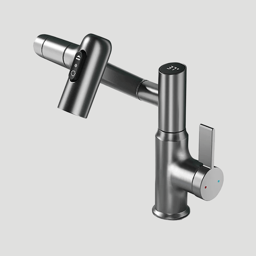 Skanto | LustraFlow 360° Smart Fixture | Moderne Kjøkken- og Badeblander med LED Temperaturdisplay