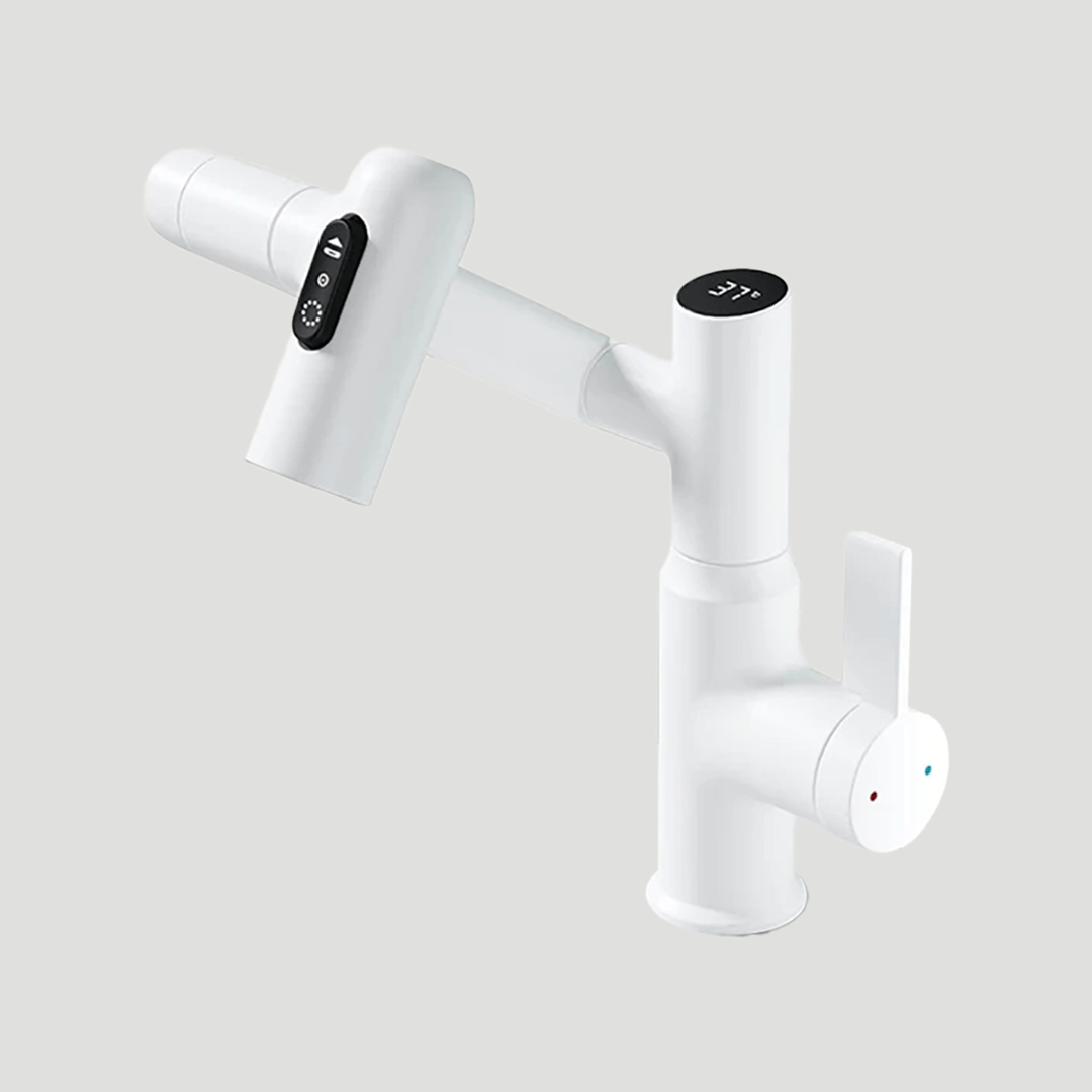 Skanto | LustraFlow 360° Smart Fixture | Moderne Kjøkken- og Badeblander med LED Temperaturdisplay
