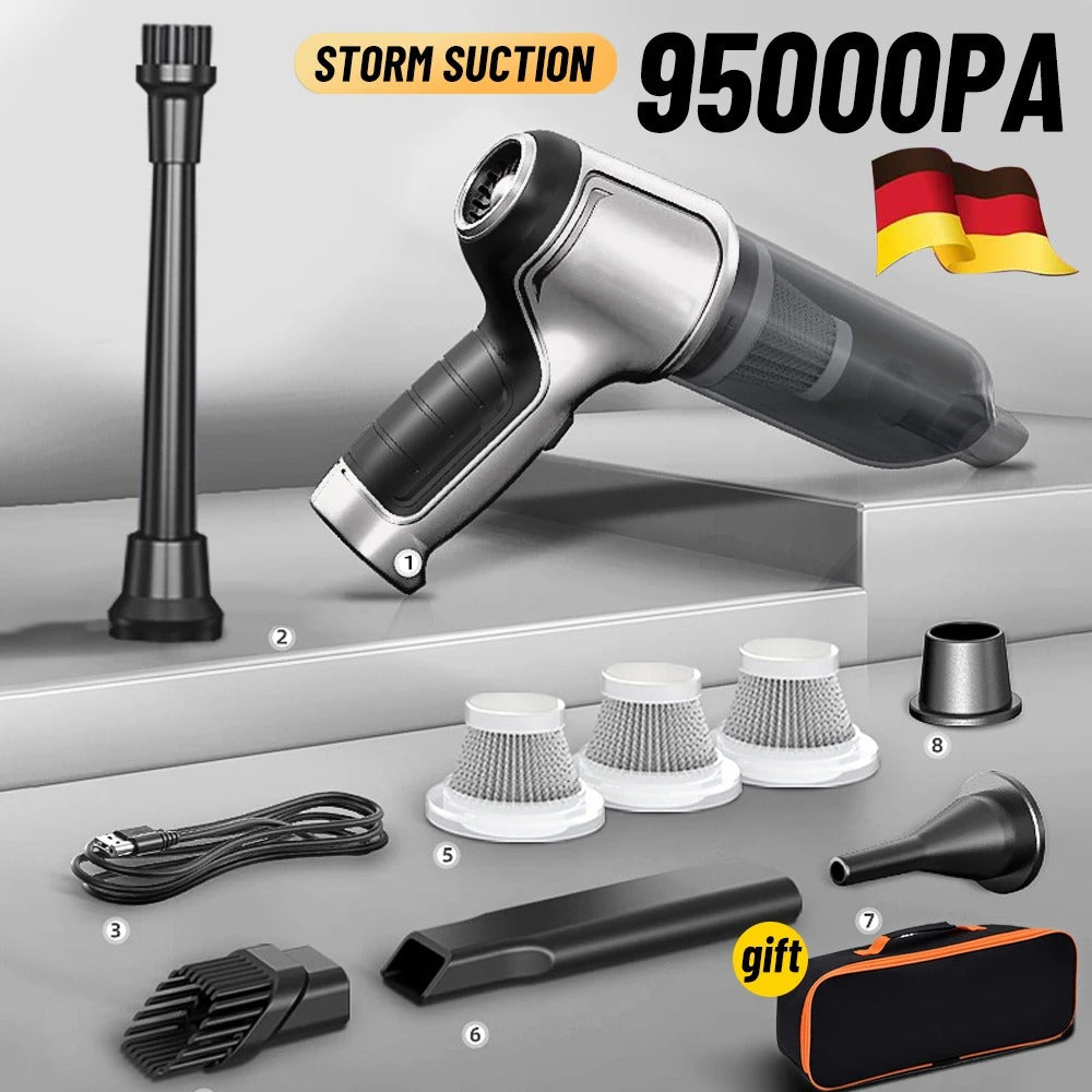 Kabelloser Auto-Staubsauger mit 95000PA Saugkraft – Leicht & Leise
