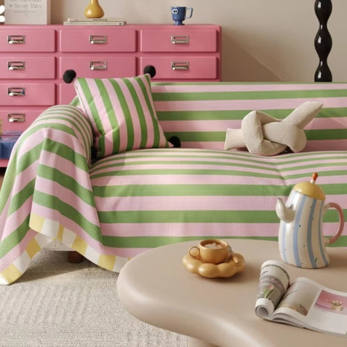 Skanto | Atelier Pastel Stripete Sofa Trekk