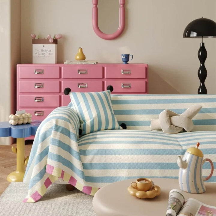 Skanto | Atelier Pastel Stripete Sofa Trekk