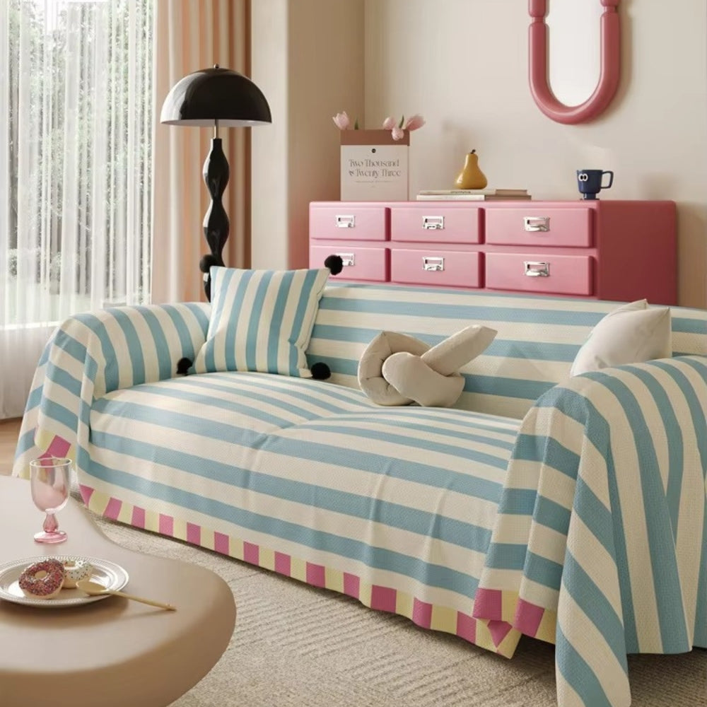 Skanto | Atelier Pastel Stripete Sofa Trekk