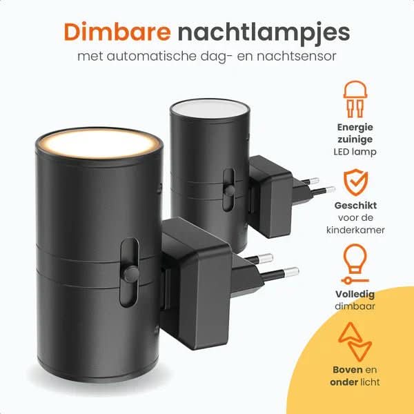 Skanto | Dimmerbar LED nattlys med dag/natt-sensor for behagelig rombelysning