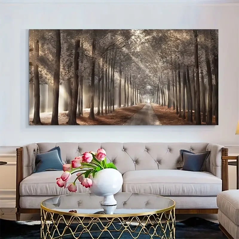 Høstsolskogen Veggkunst Fine Art Lerretstrykk Naturlig Landskapsbilde For Stue Spisestue Skandinavisk Interiør | Skanto