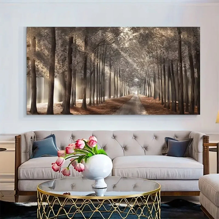 Høstsolskogen Veggkunst Fine Art Lerretstrykk Naturlig Landskapsbilde For Stue Spisestue Skandinavisk Interiør | Skanto