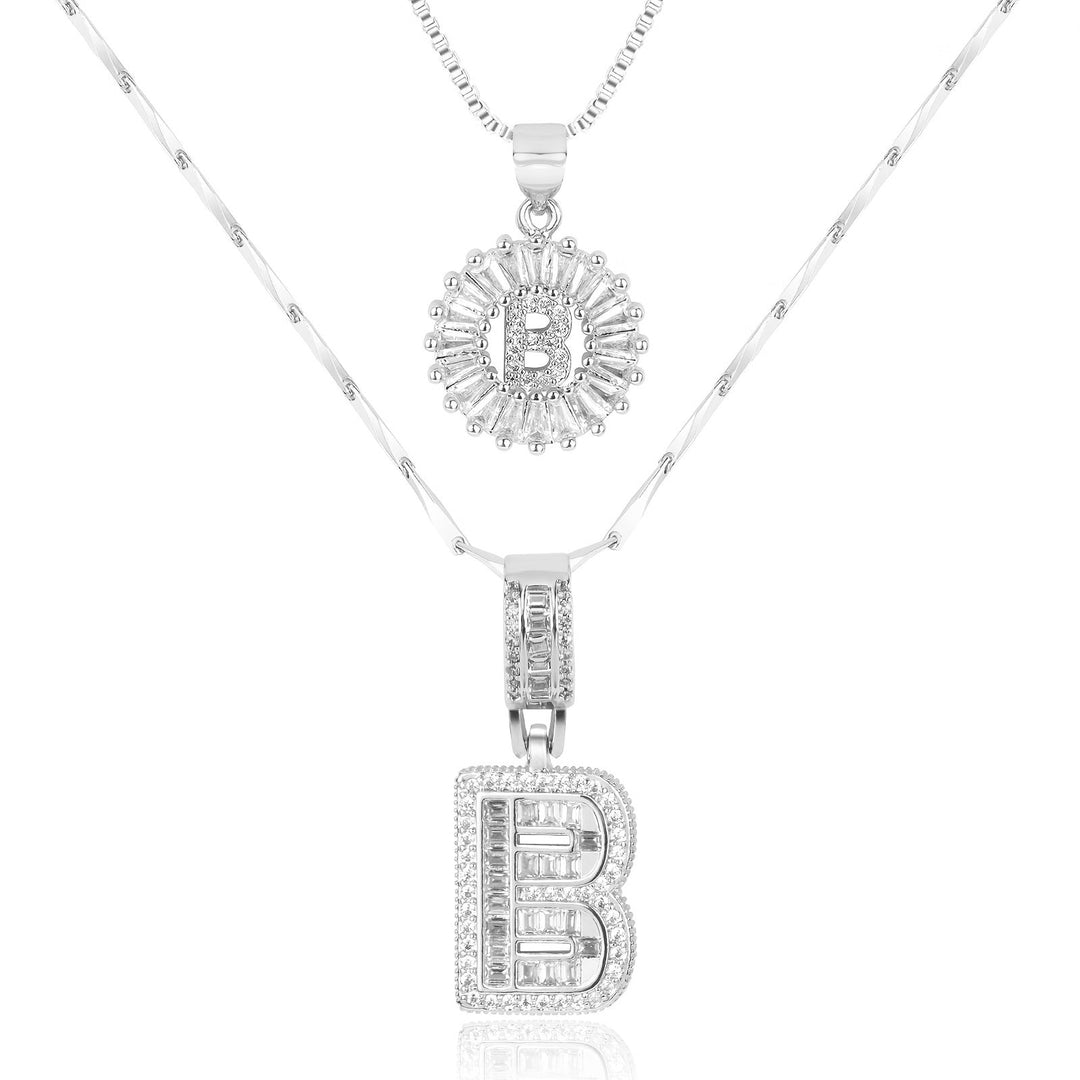 Skanto | 2pc 14k Diamant Bokstav Initial Halskjeder