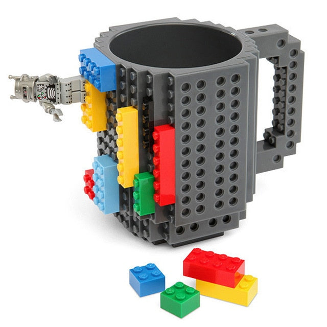 Norvo | 350ml Kreativ Lego Kaffe Kopper silikon rustfritt stål Reise Barn Voksen Bestikk Drikke Servise Sett for Barn