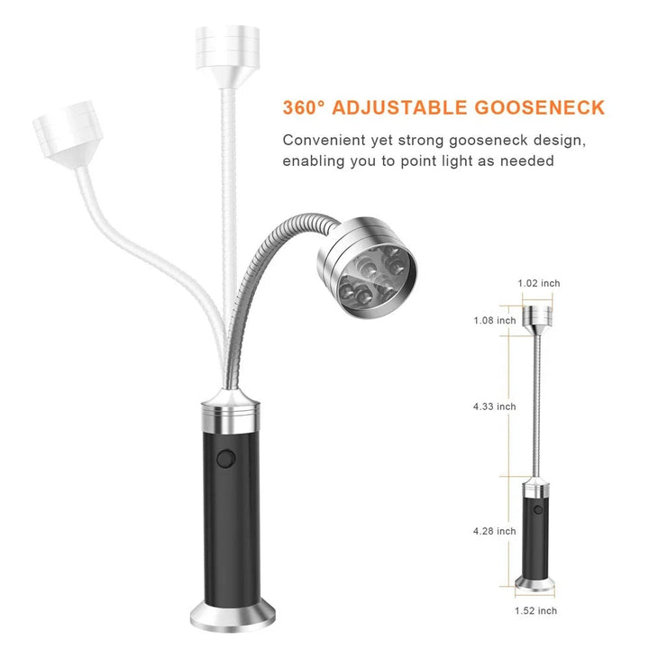 Skanto | Magnetisk BBQ Lys med 360° Rotasjon og Lyse Hvite LED-lamper