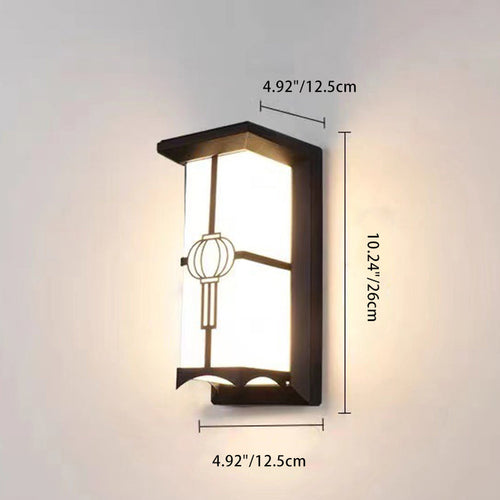 Rektangulær, vanntett LED-vegglampe laget av aluminium og akryl for terrasser