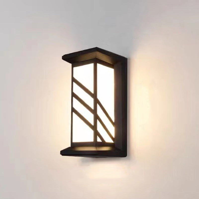 Rektangulær, vanntett LED-vegglampe laget av aluminium og akryl for terrasser