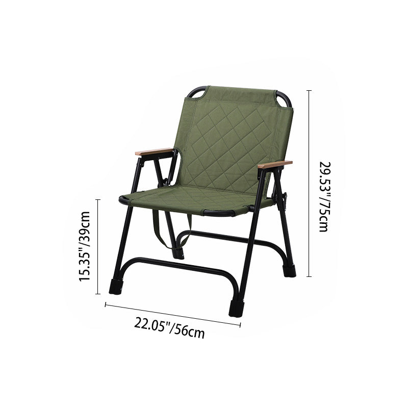 Moderne Minimalistisk Rektangulær Diamantmønstret Karbonstål Oxford Stoff Bøketræ Sammenleggbar Camping Stol Ryggstøtte Armlene For Hage | Skanto