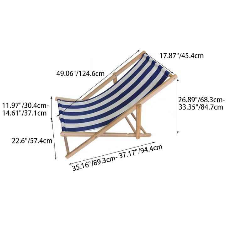 Moderne Minimalistisk Rektangulær Oxford Stoff Solid Furu Utendørs Strandstol Sammenleggbar Recliner Ryggstøtte For Utendørs | Skanto
