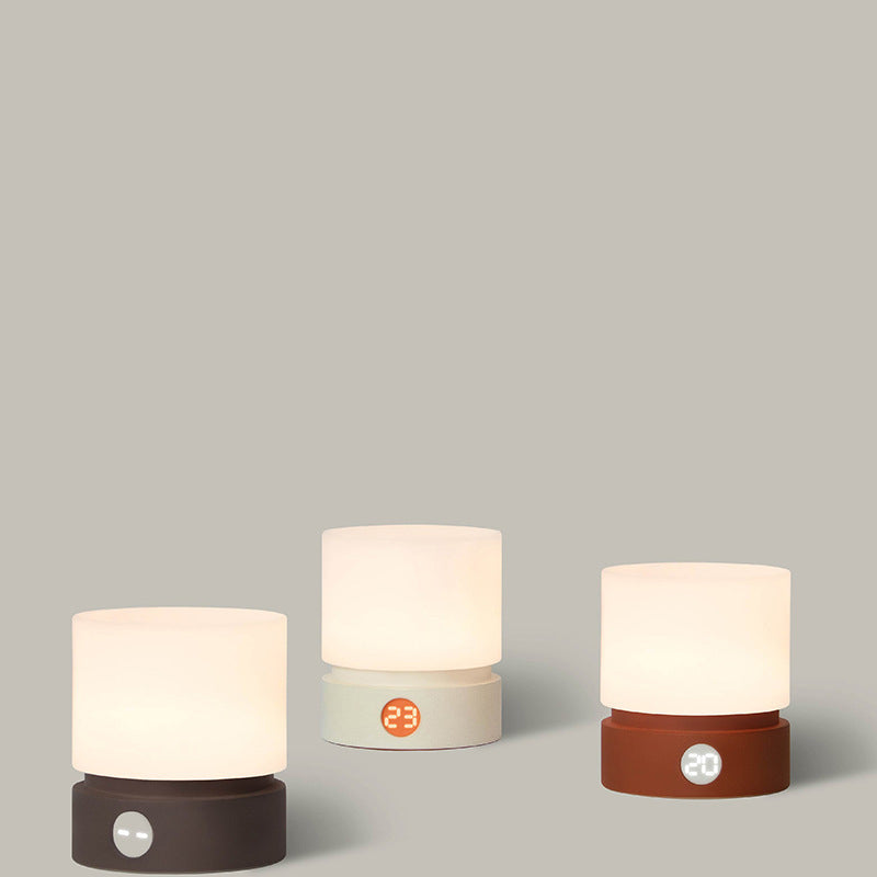Skanto | Moderne nordisk timer oppladbar ABS HIPS silikon sylinder LED bordlampe nattlys for natbordet