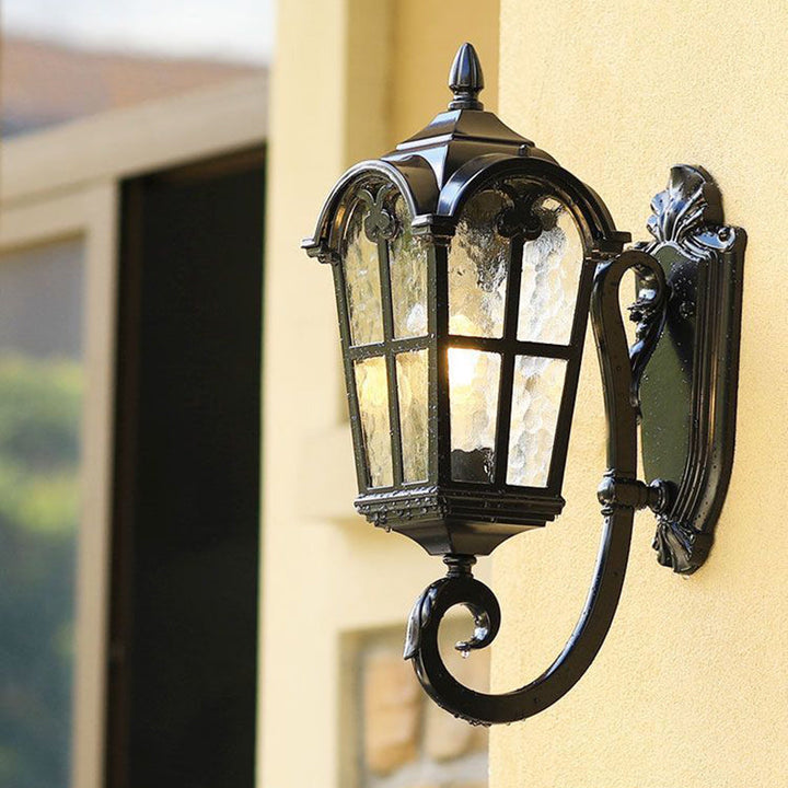 Samtidig nordisk aluminium glass buet firkantet 1-lampe vegglampe for utendørs | Skanto