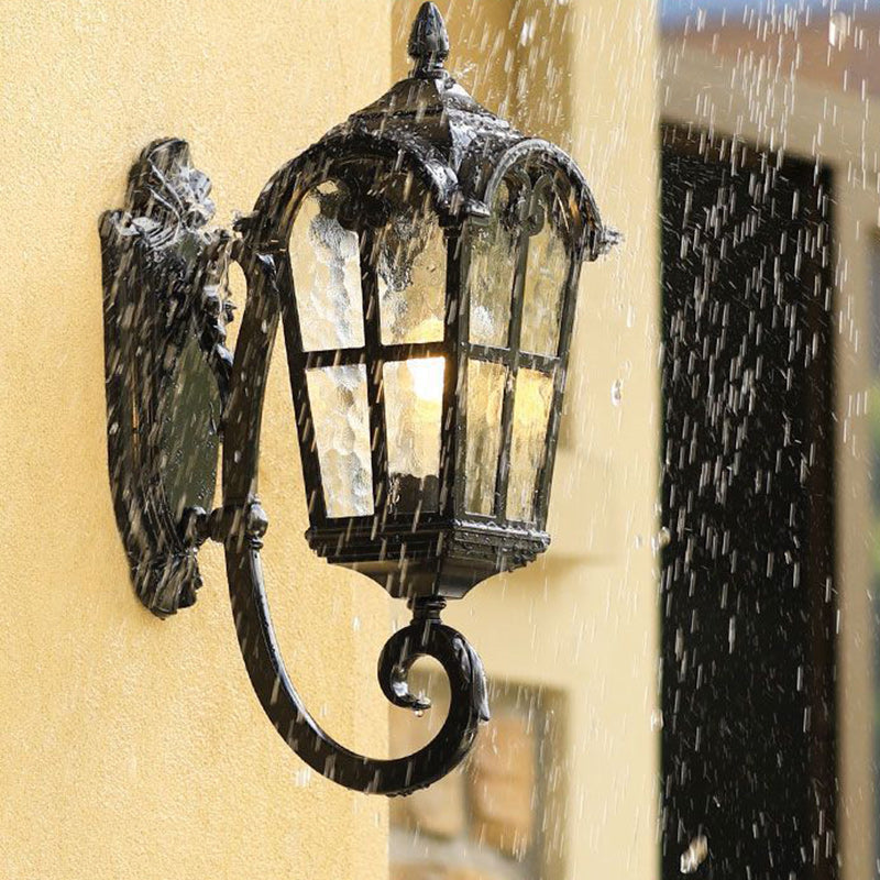 Samtidig nordisk aluminium glass buet firkantet 1-lampe vegglampe for utendørs | Skanto