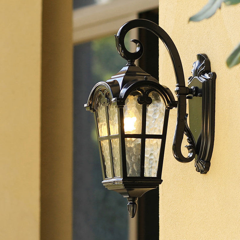 Samtidig nordisk aluminium glass buet firkantet 1-lampe vegglampe for utendørs | Skanto