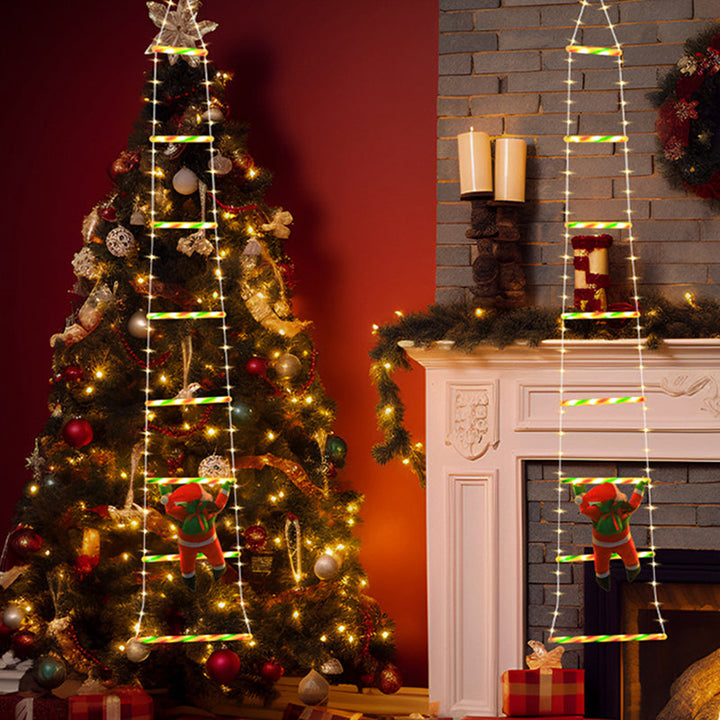 Skanto | Moderne Art Deco PVC Bomull Stige Form Santa Claus Jule Dekorasjon LED Lyskjede For Utendørs
