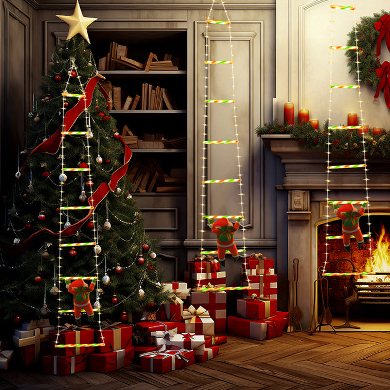 Skanto | Moderne Art Deco PVC Bomull Stige Form Santa Claus Jule Dekorasjon LED Lyskjede For Utendørs