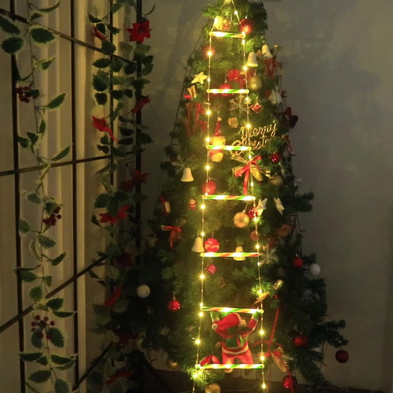 Skanto | Moderne Art Deco PVC Bomull Stige Form Santa Claus Jule Dekorasjon LED Lyskjede For Utendørs