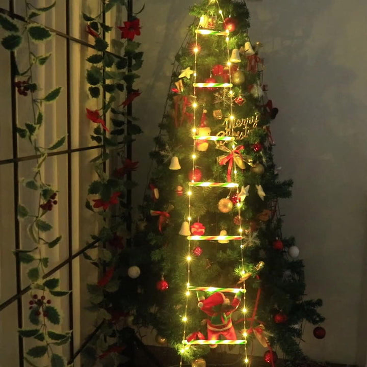 Skanto | Moderne Art Deco PVC Bomull Stige Form Santa Claus Jule Dekorasjon LED Lyskjede For Utendørs