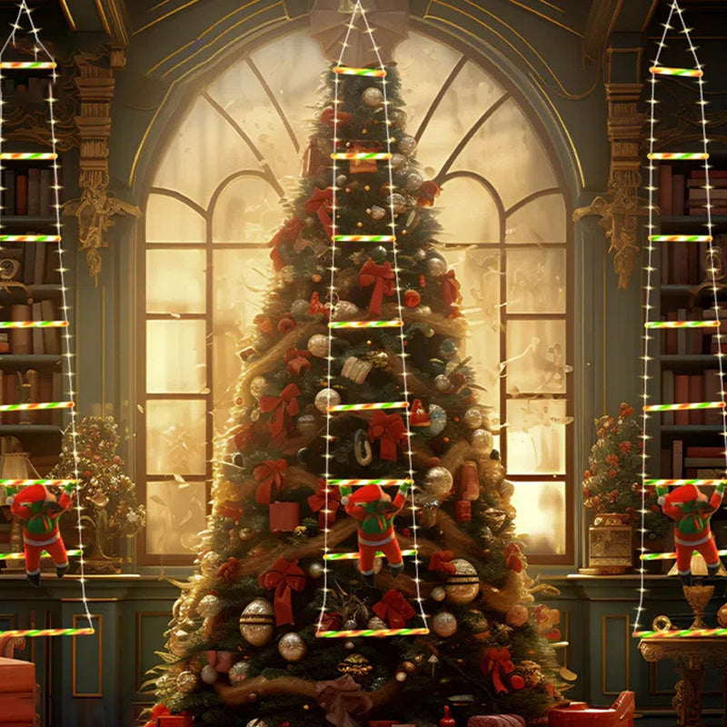 Norvo | Moderne Art Deco PVC Bomull Stige Form Santa Claus Jule Dekorasjon LED Lyskjede For Utendørs