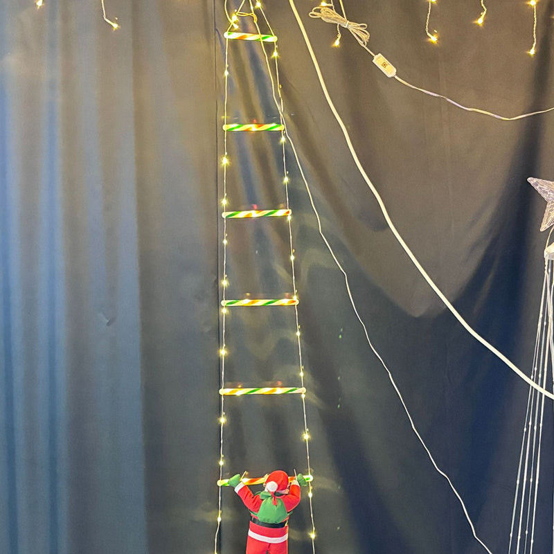 Skanto | Moderne Art Deco PVC Bomull Stige Form Santa Claus Jule Dekorasjon LED Lyskjede For Utendørs