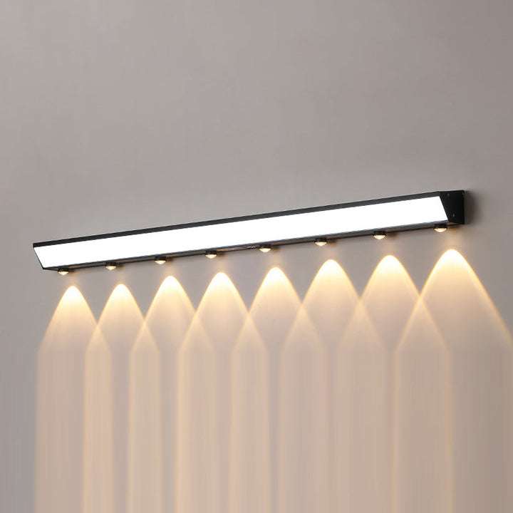 Moderne minimalistiske solenergi vanntett bevegelsessensor akryl aluminium og rustfritt stål rektangulær LED vegglampe for utendørs patio | Skanto
