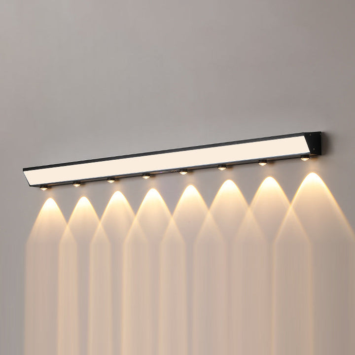Moderne minimalistiske solenergi vanntett bevegelsessensor akryl aluminium og rustfritt stål rektangulær LED vegglampe for utendørs patio | Skanto