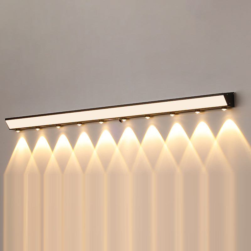 Moderne minimalistiske solenergi vanntett bevegelsessensor akryl aluminium og rustfritt stål rektangulær LED vegglampe for utendørs patio | Skanto