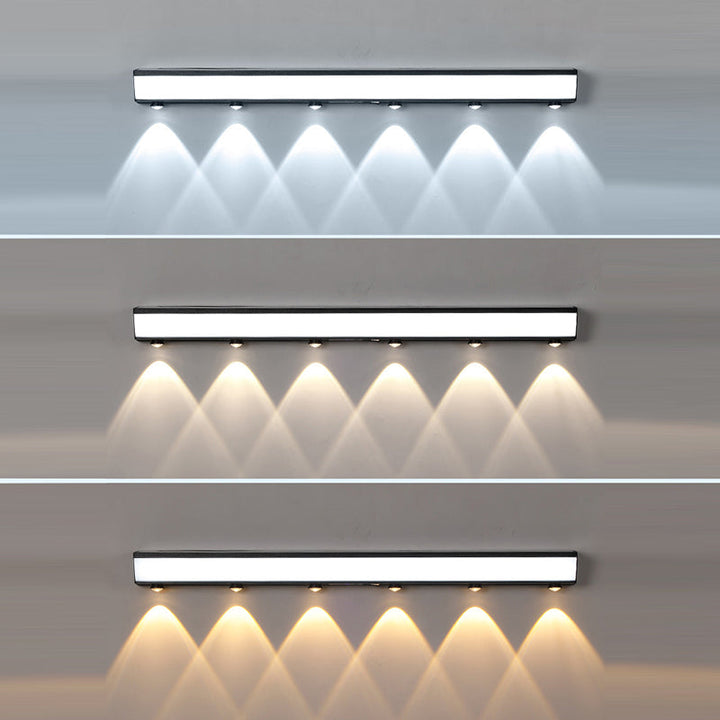 Moderne minimalistiske solenergi vanntett bevegelsessensor akryl aluminium og rustfritt stål rektangulær LED vegglampe for utendørs patio | Skanto