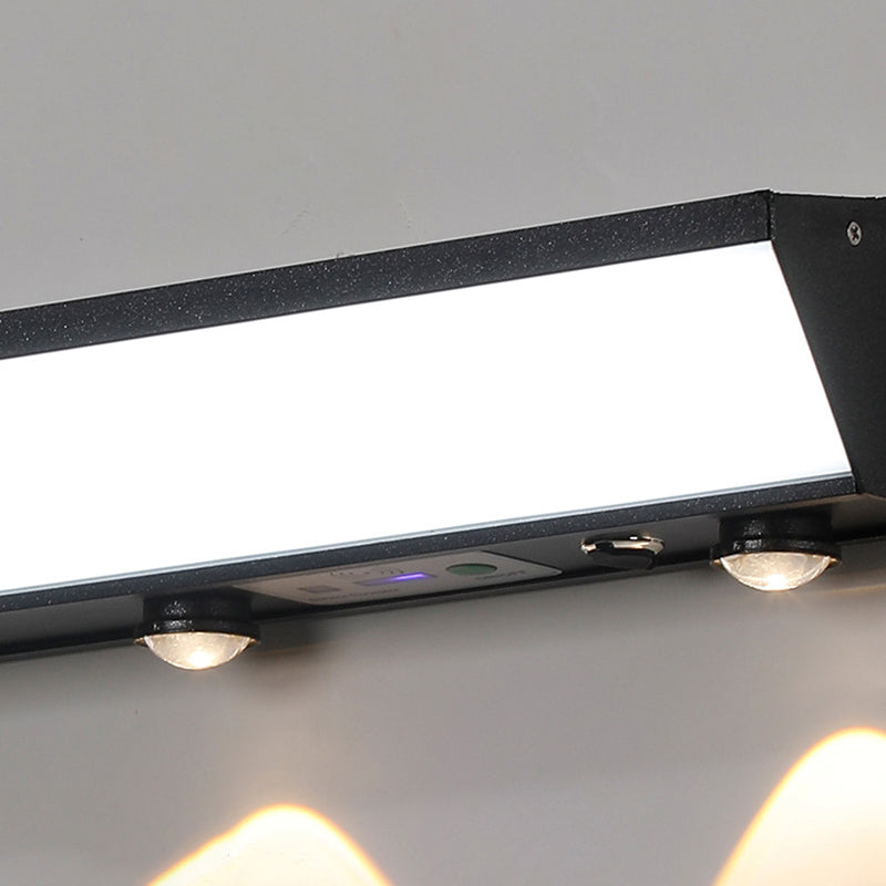 Moderne minimalistiske solenergi vanntett bevegelsessensor akryl aluminium og rustfritt stål rektangulær LED vegglampe for utendørs patio | Skanto