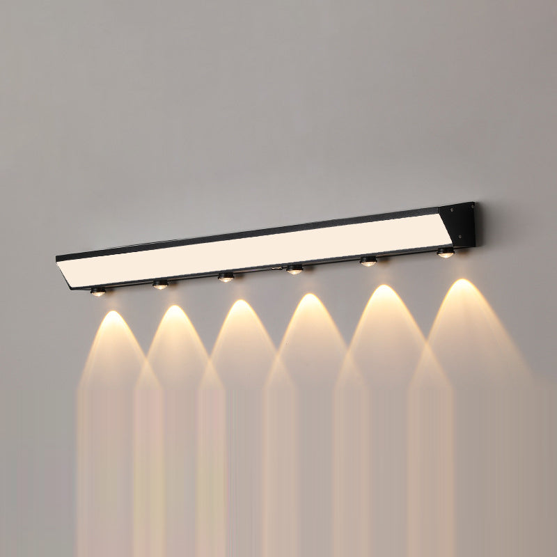 Soldrevet, vanntett, rektangulær LED-vegglampe med bevegelsessensor, laget av akryl, aluminium og rustfritt stål for terrassen