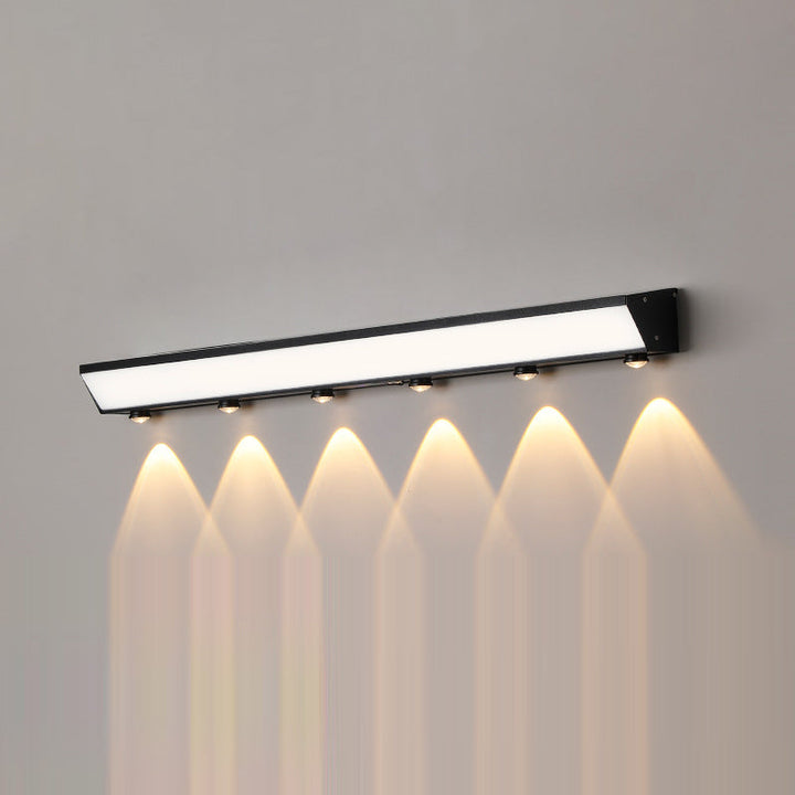Moderne minimalistiske solenergi vanntett bevegelsessensor akryl aluminium og rustfritt stål rektangulær LED vegglampe for utendørs patio | Skanto
