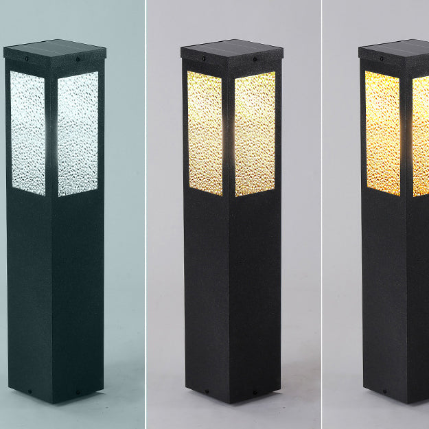 Moderne minimalistisk vanntett metall- og glass diamantstrukturert søyle 1-lys utendørslys for hage og uteplass | Skanto