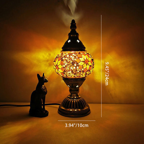 Skanto | Tradisjonell Tiffany Oval Glass Jern 1-Lys Bordlampe for Stuen