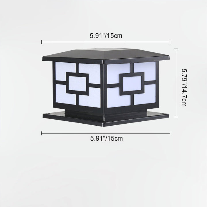 Moderne industriell ABS kube LED vanntett solcellepostlampe for utendørs patio | Skanto