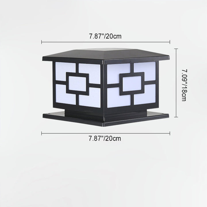 Moderne industriell ABS kube LED vanntett solcellepostlampe for utendørs patio | Skanto