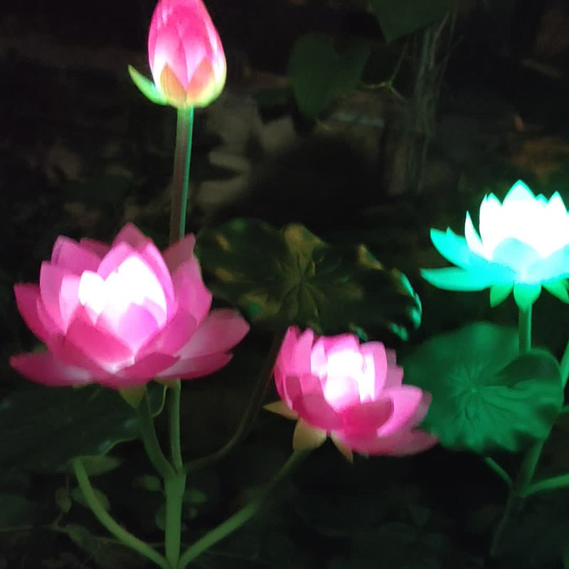 Samtidig Kreativ Lotusblomst Lotusblad Silke Tøy Rustfritt Stål LED Landskapslys Utendørslys For Hage | Skanto