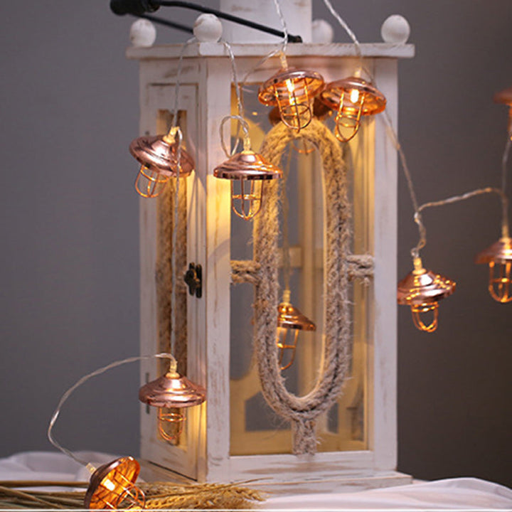 Skanto | Moderne Art Deco Mini Lantern Jern Plast LED Lyskjede For Soverom