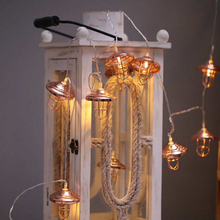 Skanto | Moderne Art Deco Mini Lantern Jern Plast LED Lyskjede For Soverom