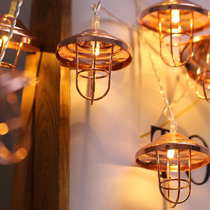 Skanto | Moderne Art Deco Mini Lantern Jern Plast LED Lyskjede For Soverom