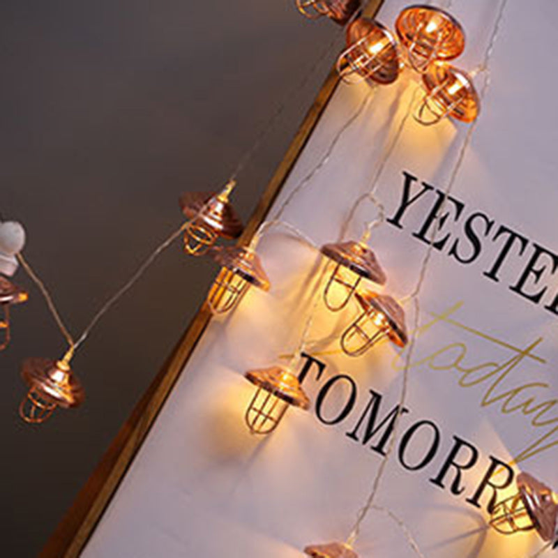 Skanto | Moderne Art Deco Mini Lantern Jern Plast LED Lyskjede For Soverom