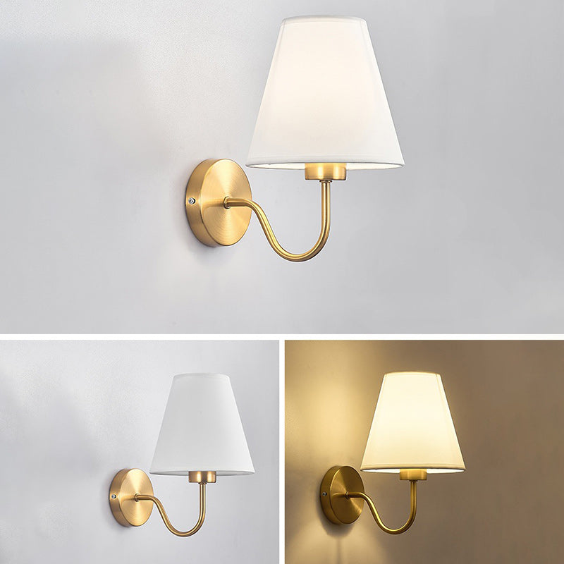 Norvo | Moderne Nordisk Rund Bøyd Stang Jern Tøy Nyttelys 1-Lykt Vegglampe for Stue