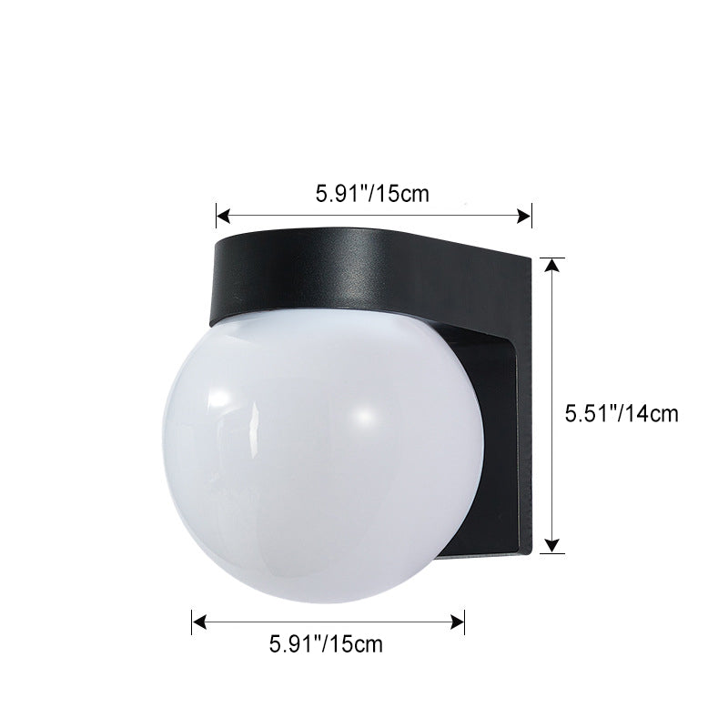 Moderne Enkelhet Vanntett Orb Polykarbonat Akryl 1-Lys Vegglampe For Utendørs Patio | Skanto