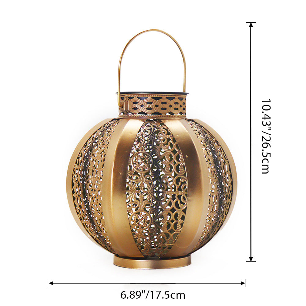 Moderne Art Deco Solvanntett Sekskanta Rund Lantern Jern LED Utendørs Lys For Hage | Skanto
